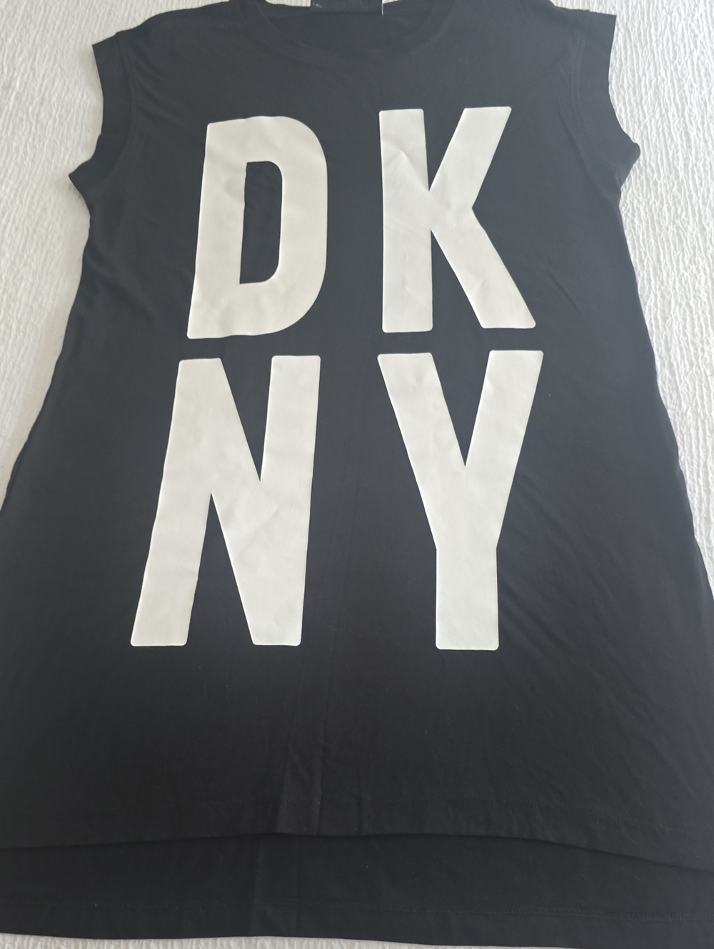 DKNY Black Tank with Oversized White Logo